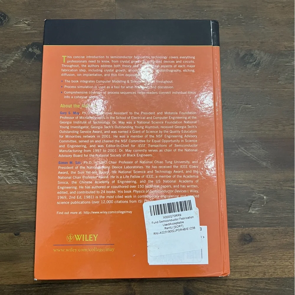 Fundamentals of Semiconductor Fabrication by May & Sze hardcover book EUC